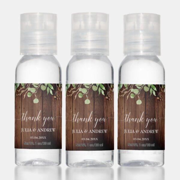 Customer specific rustic greenery hand sanitizer