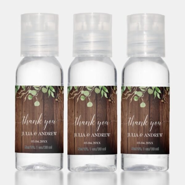 Customer specific rustic greenery hand sanitizer