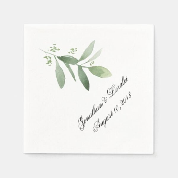 Customize your wedding napkins greenery