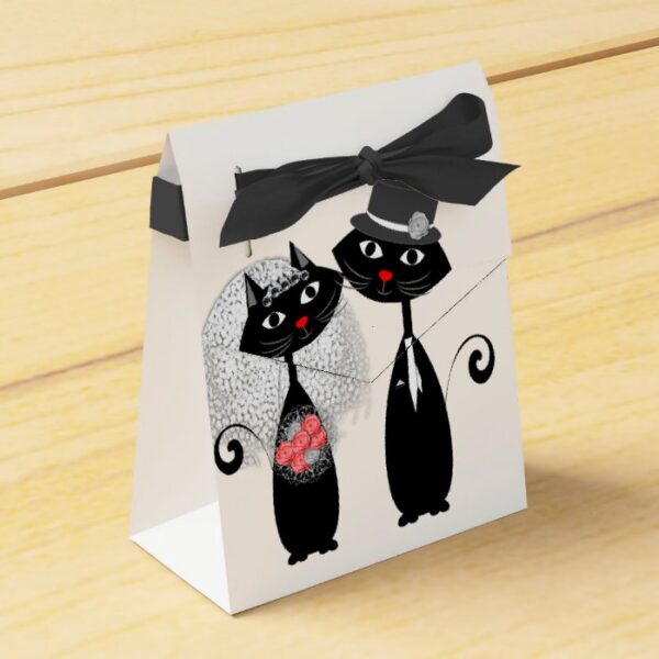 Cute Cats Hipster Bride And Groom Purrrfect! Favor Box