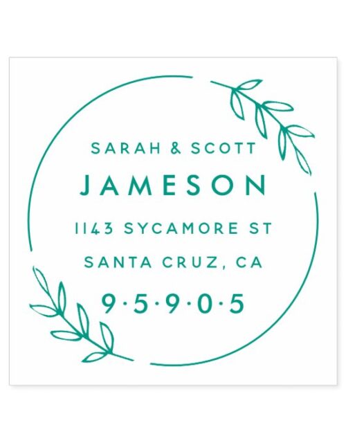 Cute Modern Wreath Married Couple Return Address Self-inking Stamp