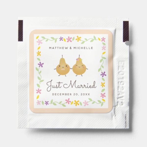 Cute Perfect Pear Newlyweds Just Married Wedding Hand Sanitizer Packet