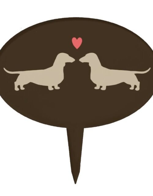 Dachshund Silhouettes with Heart Cake Topper