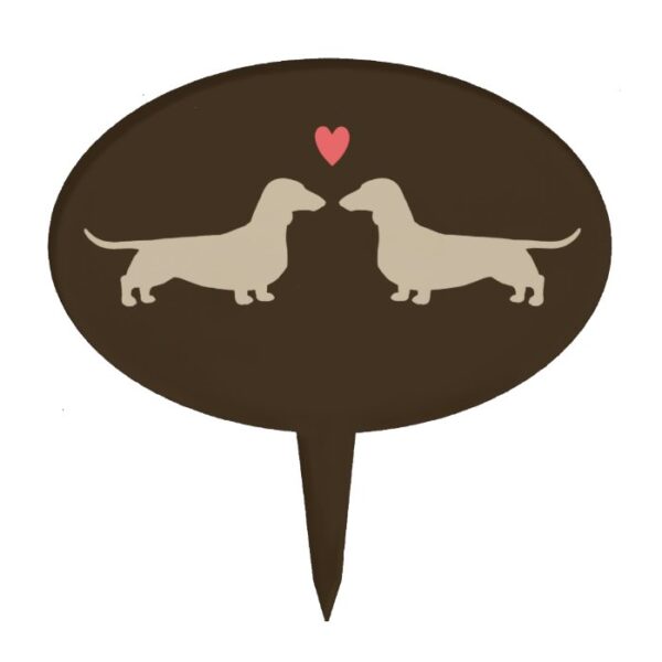 Dachshund Silhouettes with Heart Cake Topper