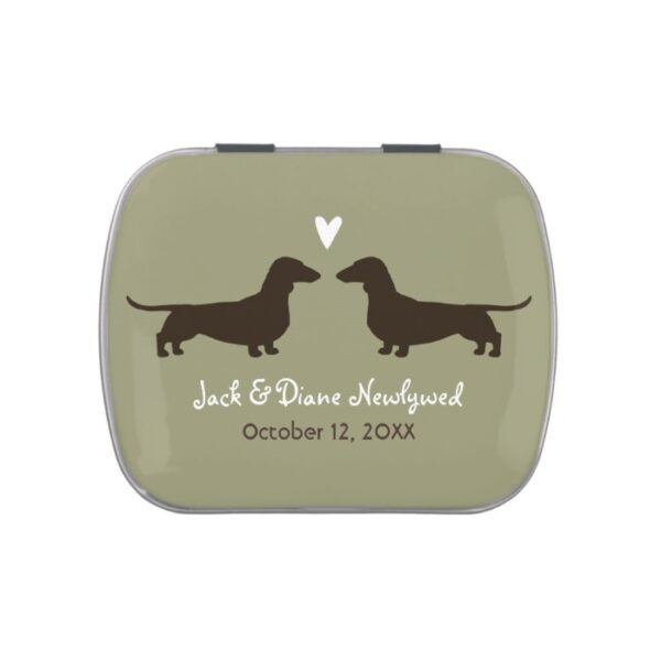 Dachshunds Wedding with Custom Text Jelly Belly Candy Tin