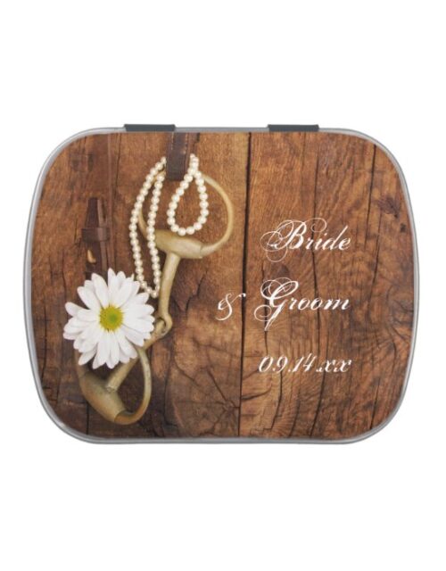 Daisy and Horse Bit Country Western Wedding Favor Jelly Belly Tin