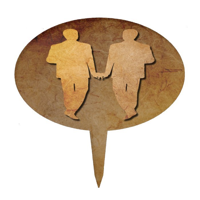 Dark Rustic Vintage Texture Gay Wedding Cake Pick