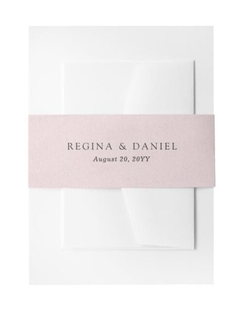 Debonair Blush Pink Wedding Invitation Belly Band