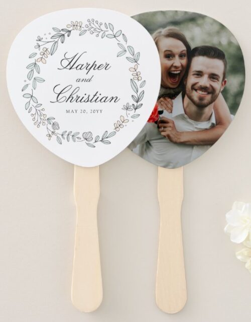 Delicate Floral and Photo Wedding Hand Fan