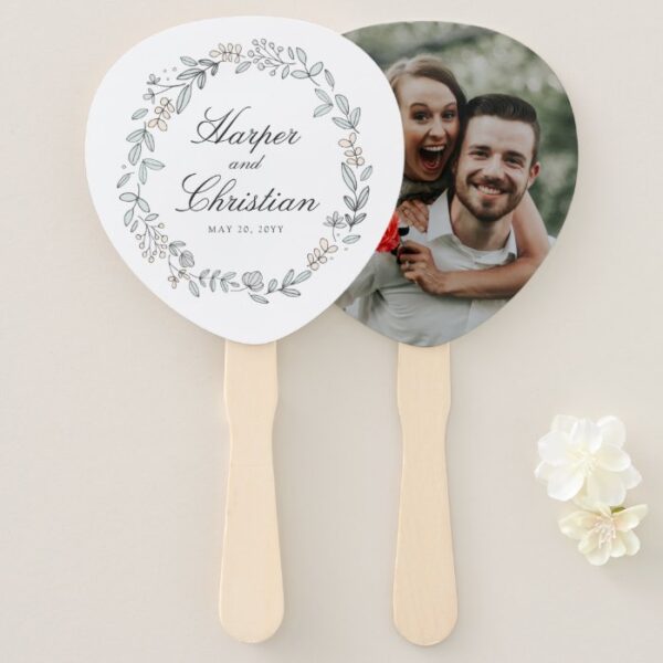 Delicate Floral and Photo Wedding Hand Fan