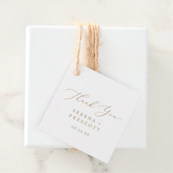 Delicate Gold Calligraphy Thank You Favor Tags