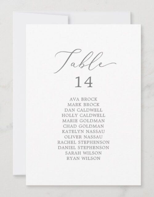 Delicate Silver Table Number Seating Chart Cards
