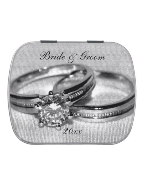 Diamond Wedding Ring Set Party Favors Candy Tin
