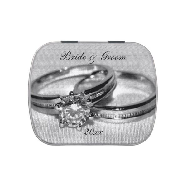 Diamond Wedding Ring Set Party Favors Candy Tin