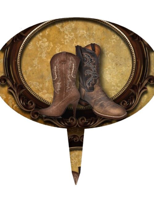 Distressed barn country Western Cowboy Boot Cake Topper
