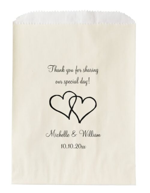 Double heart wedding thank you party favor bags