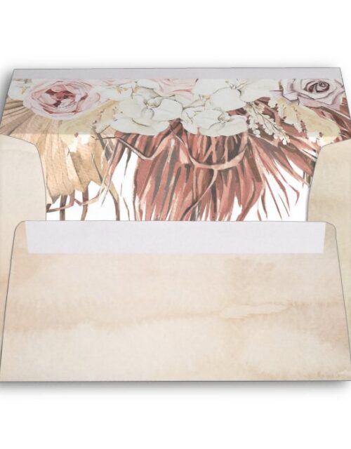 Dried Sun Palm Leaf Muted Florals Tropical Envelope