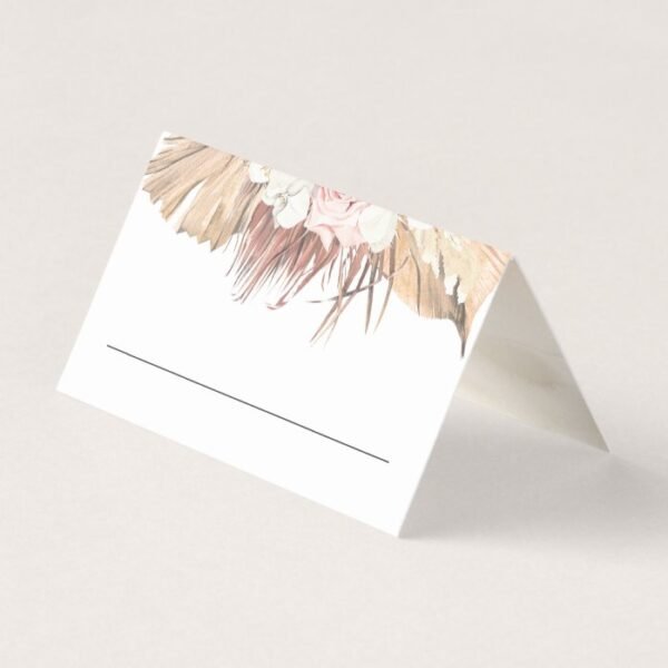Dried Tropical Palm Leaves Boho Rustic Wedding Place Card