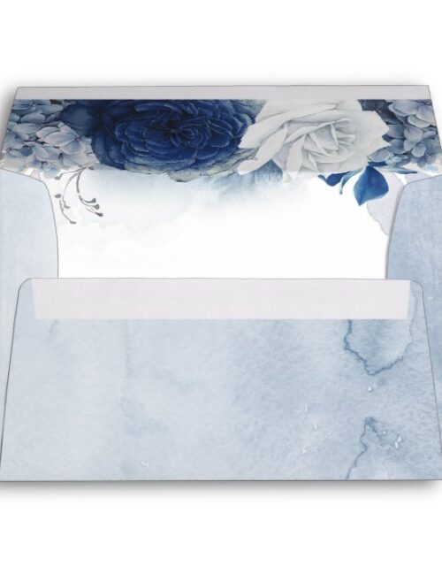 Dusty and Navy Blue Romantic Modern Watercolor Envelope