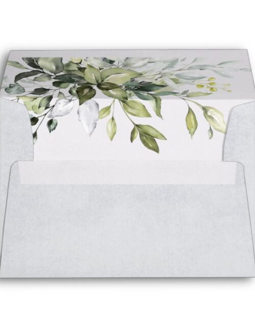 Dusty Blue and Gold Elegant Rustic Floral Wedding Envelope