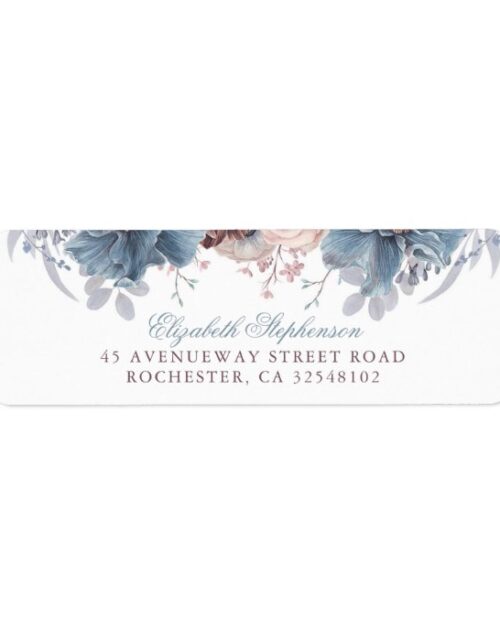 Dusty Blue and Mauve Floral Vintage Wedding Label
