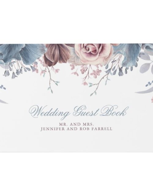 Dusty Blue and Mauve Floral Wedding Guest Book