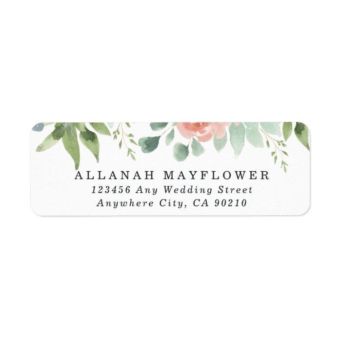Dusty Blue Blush Succulent Floral Garden Wedding Label