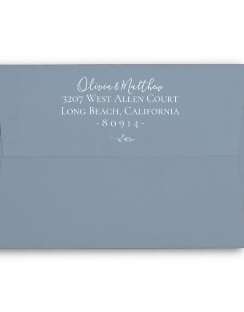 Dusty Blue Botanical Personalized Return Address Envelope
