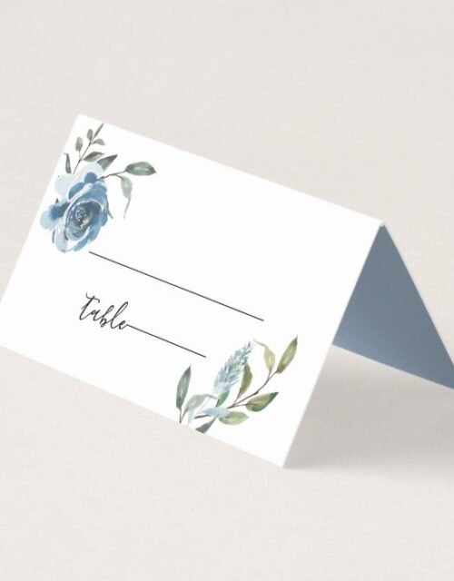 Dusty Blue Botanical Wedding Place Card