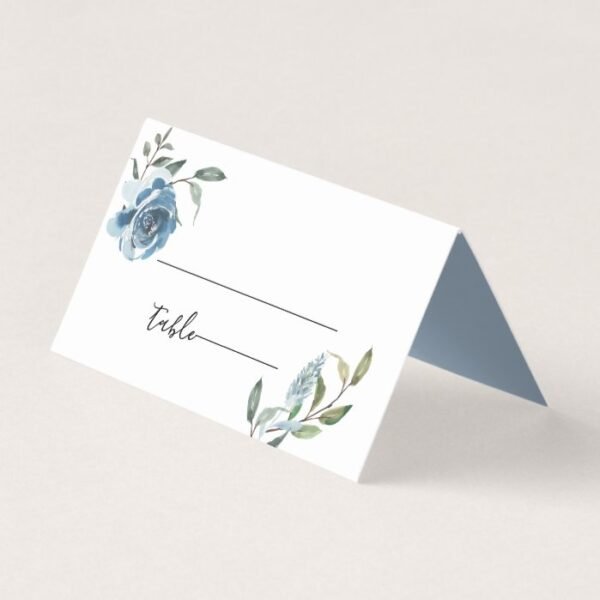 Dusty Blue Botanical Wedding Place Card