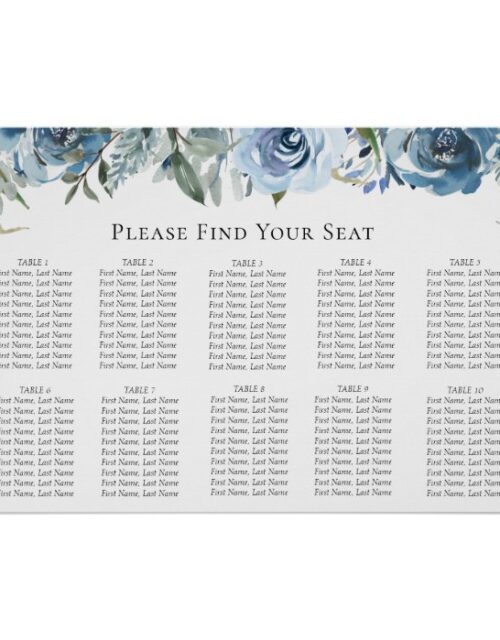 Dusty Blue Botanical Wedding Seating Chart