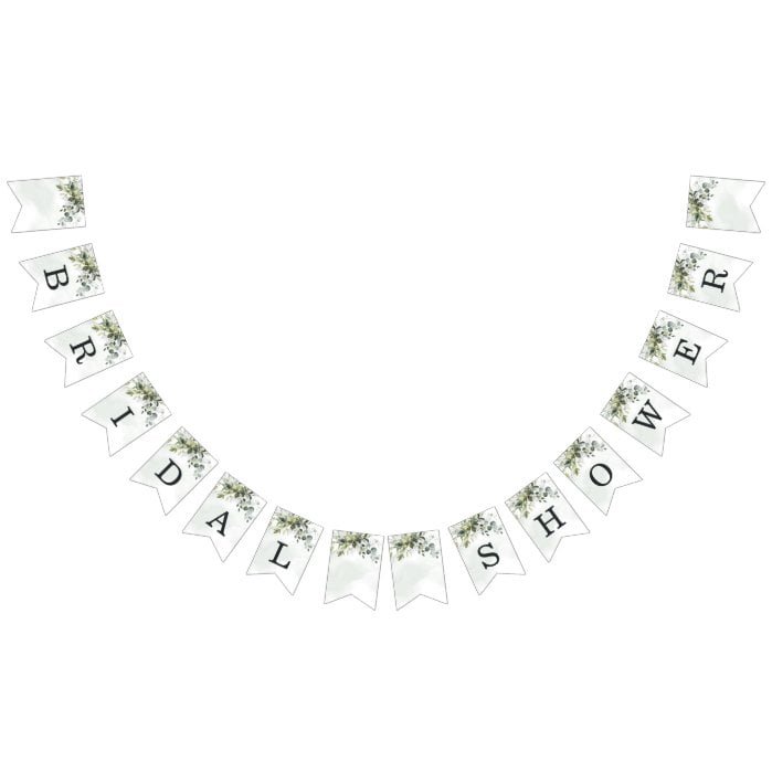 Dusty Blue Eucalyptus Greenery Boho Bridal Shower Bunting Flags