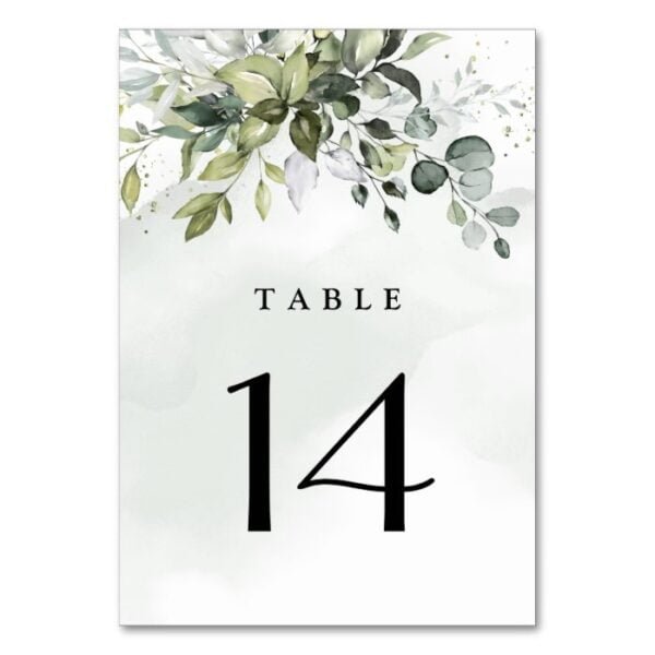 Dusty Blue Eucalyptus Greenery Succulent Wedding Table Number