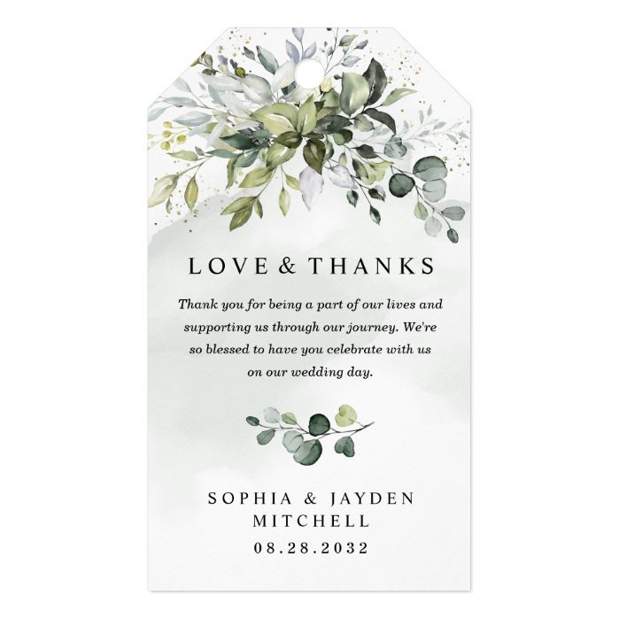Dusty Blue Eucalyptus Greenery Wedding Thank You Gift Tags