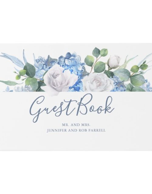 Dusty Blue Floral Greenery | Hydrangea Wedding Guest Book