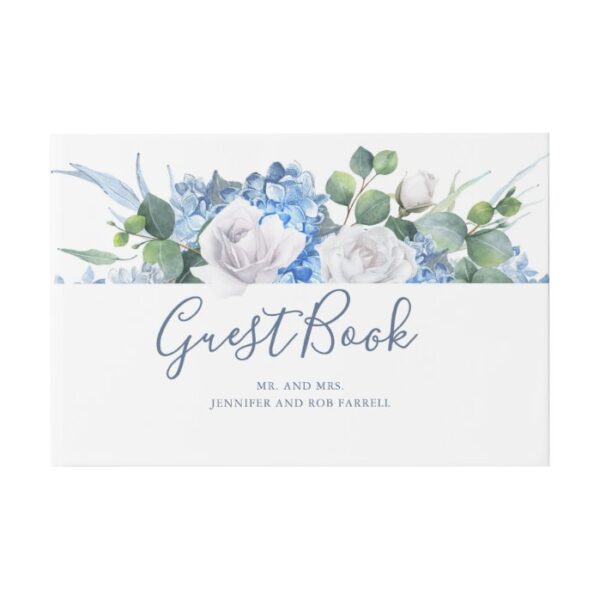Dusty Blue Floral Greenery | Hydrangea Wedding Guest Book