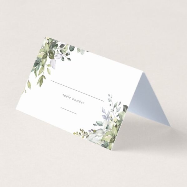 Dusty Blue Florals Place Card