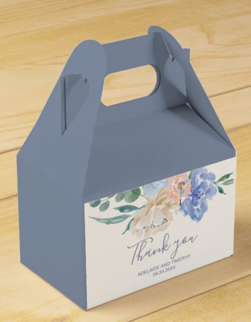 Dusty Blue Florals Thank You Favor Box