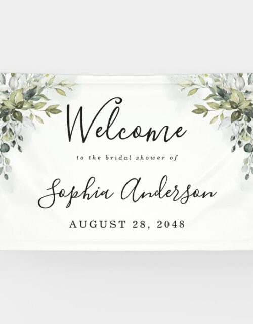 Dusty Blue Greenery Bridal Shower Welcome Sign