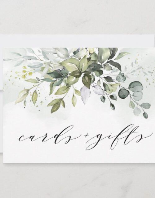Dusty Blue Greenery Cards and Gifts Wedding Sign