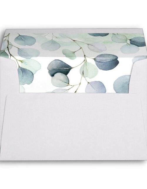 Dusty Blue & Sage Green Eucalyptus Botanical Envelope