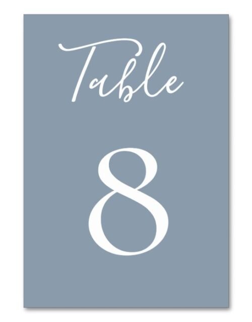 Dusty Blue Table Number Card