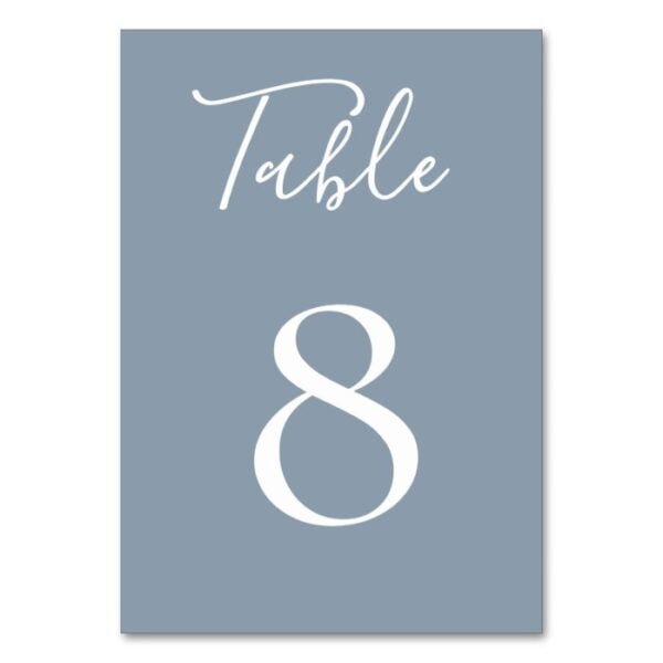 Dusty Blue Table Number Card