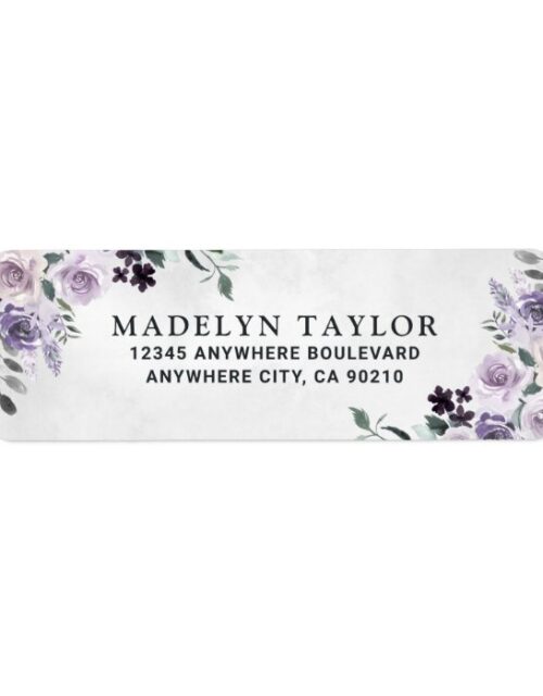 Dusty Purple and Silver Gray Floral Rustic Wedding Label