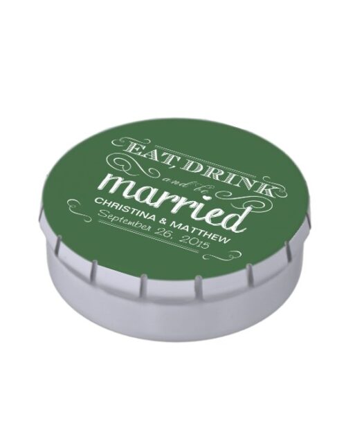 Eat, Drink, be Married Vintage Chalkboard Style Jelly Belly Candy Tin
