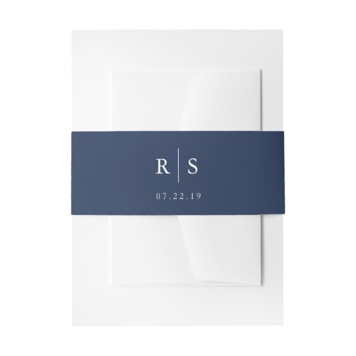 Editable Color Monogram Wedding Invitation Belly Band