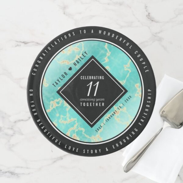 Elegant 11th Turquoise Wedding Anniversary Cake Stand