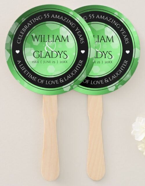 Elegant 20th 38th 55th Emerald Wedding Anniversary Hand Fan