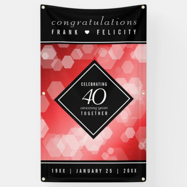 Elegant 40th Ruby Wedding Anniversary Celebration Banner