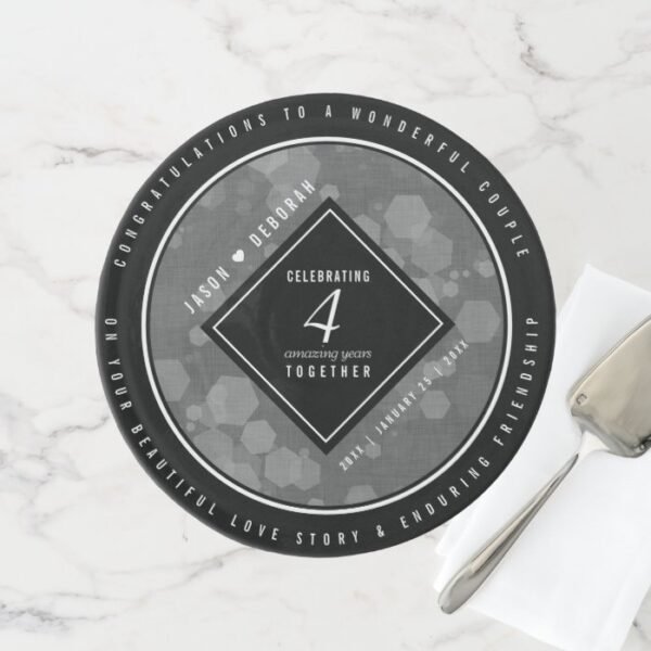 Elegant 4th Linen Wedding Anniversary Celebration Cake Stand